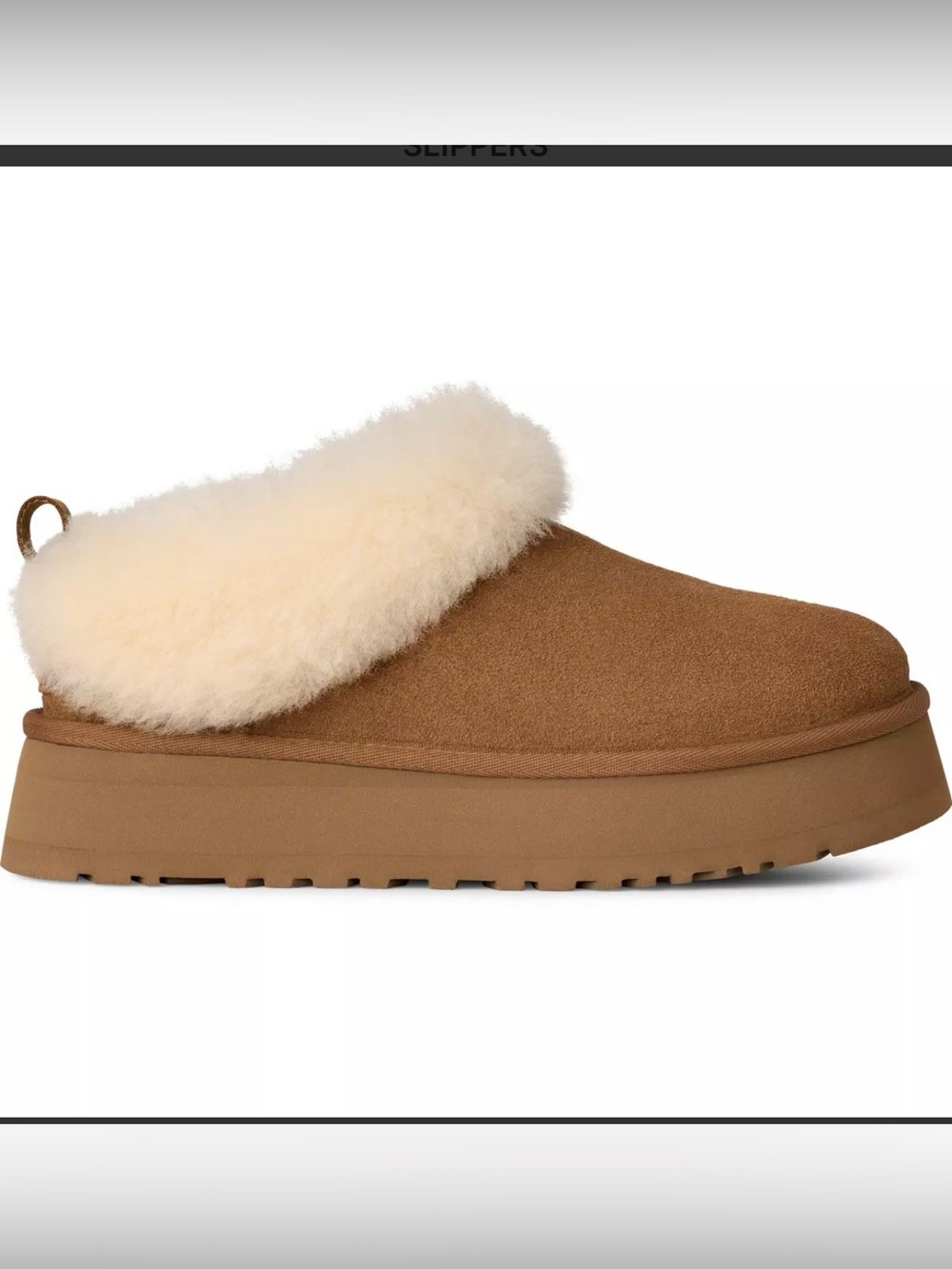 UGG Tazzelle Chestnut Suede Shearling-Lined Mule platform shoes size 6